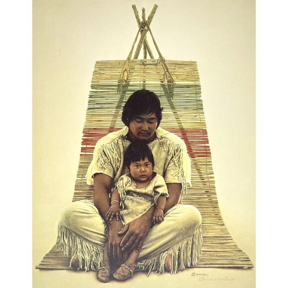 17.5"x23.5" Limited Ed SIGNED Print SOUTHWEST INDIAN FATHER & SON by JAMES BAMA - Picture 3 of 7